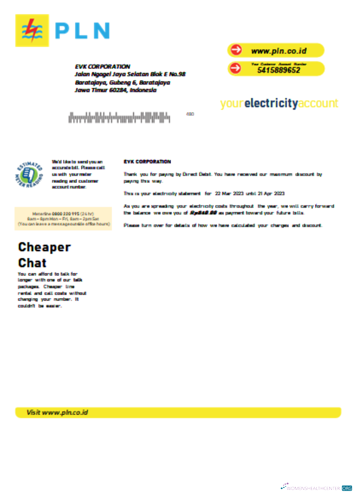 Download PLN electricity utility business bill, SCR Photoshop template